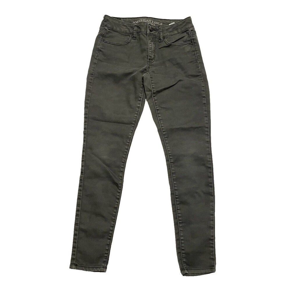 American Eagle Jegging Jeans Size 2 28" Gray Pockets Stretch Skinny Faded Black